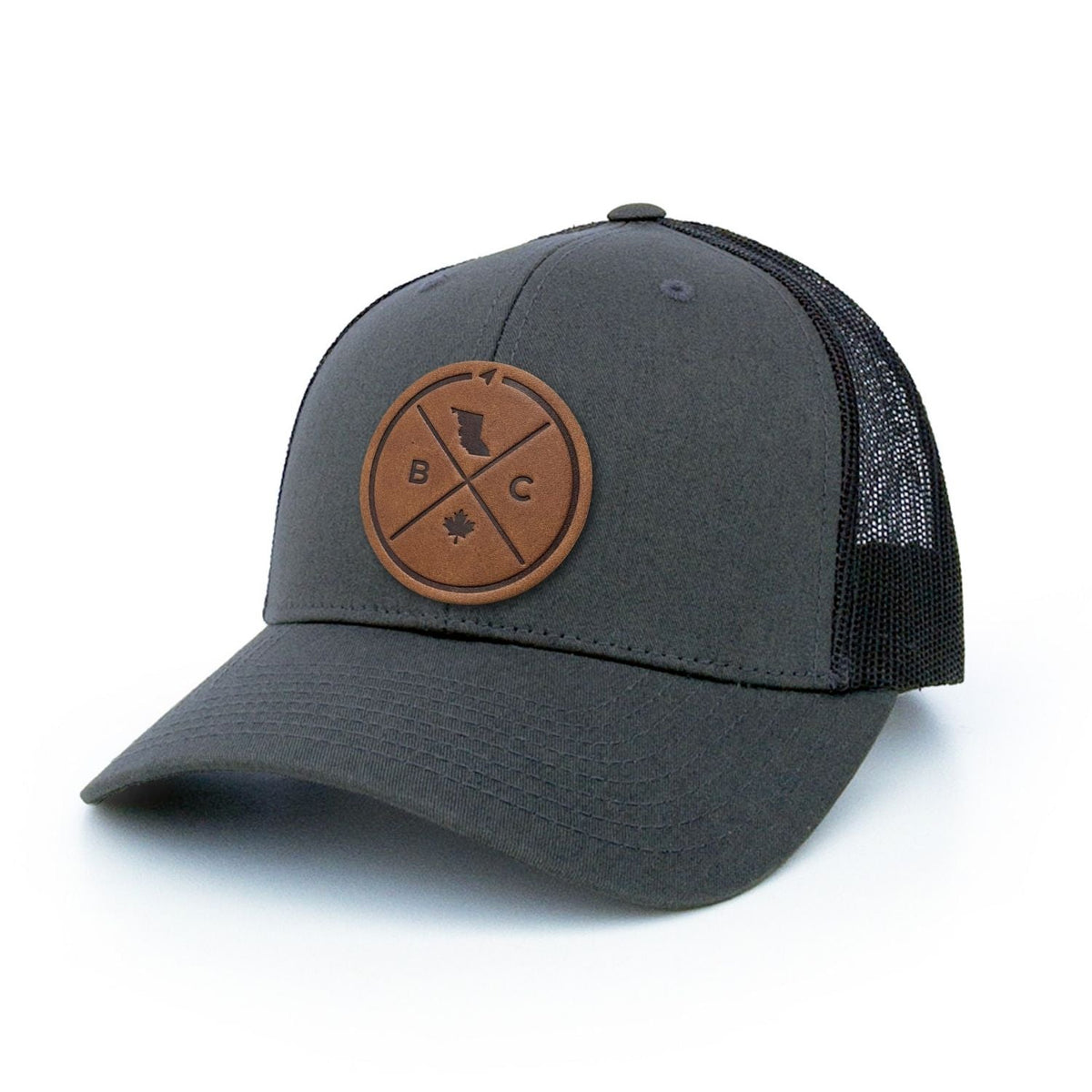British Columbia Compass Leather Patch Trucker Hat