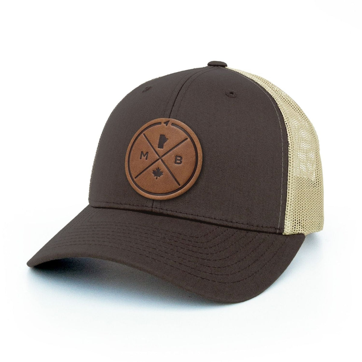 Manitoba Compass Leather Patch Trucker Hat