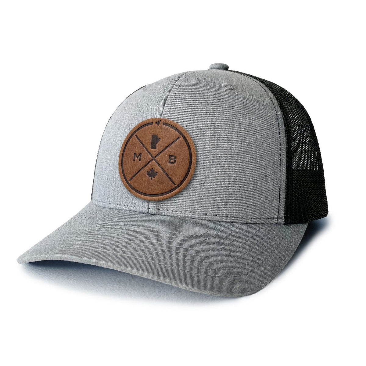 Manitoba Compass Leather Patch Trucker Hat