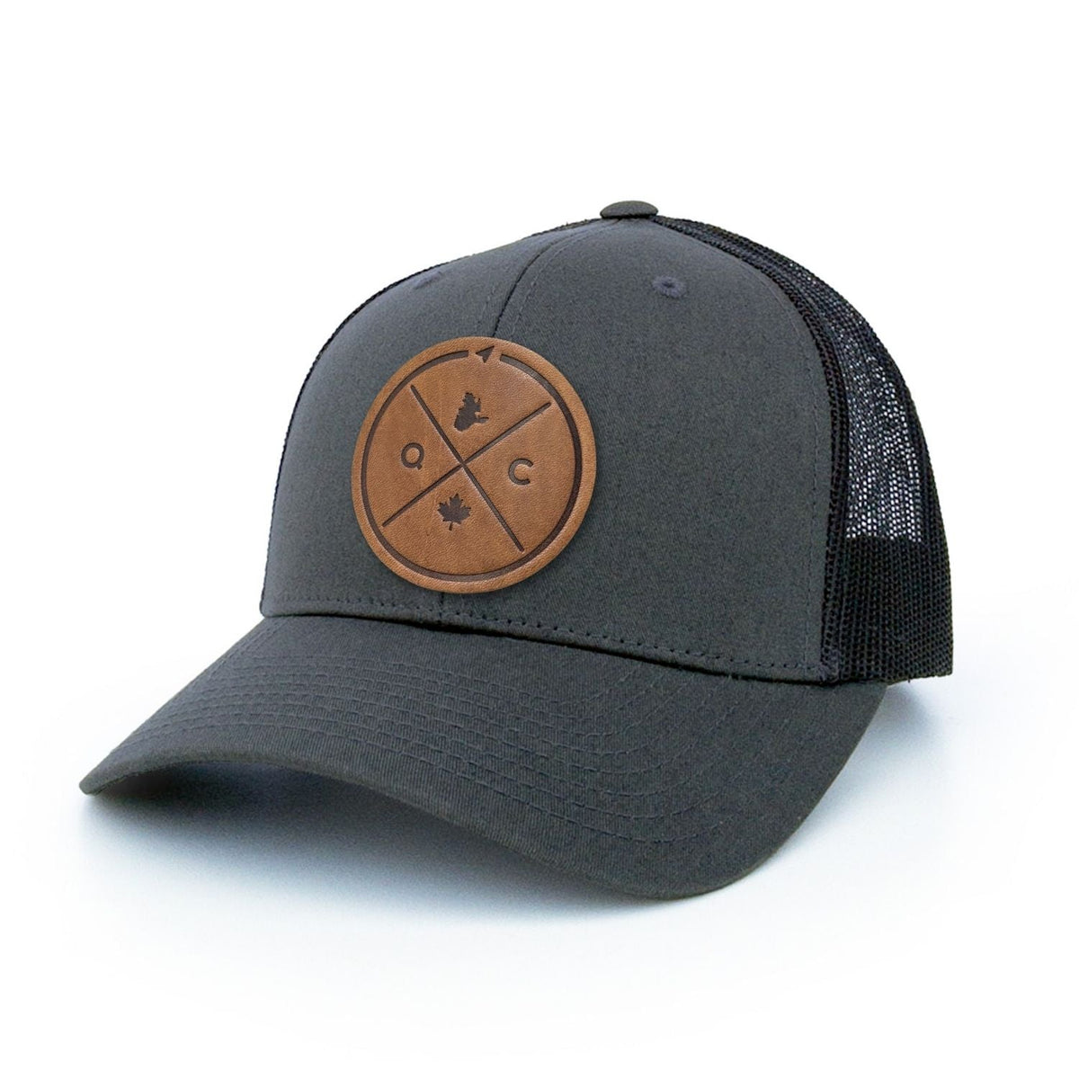 Québec Compass Leather Patch Trucker Hat