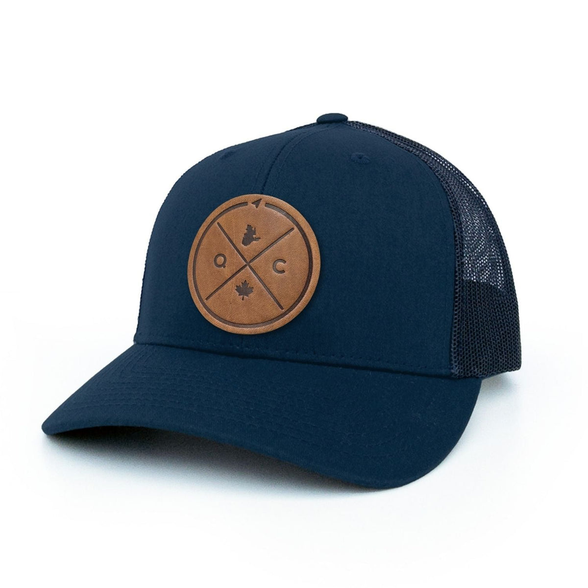 Québec Compass Leather Patch Trucker Hat
