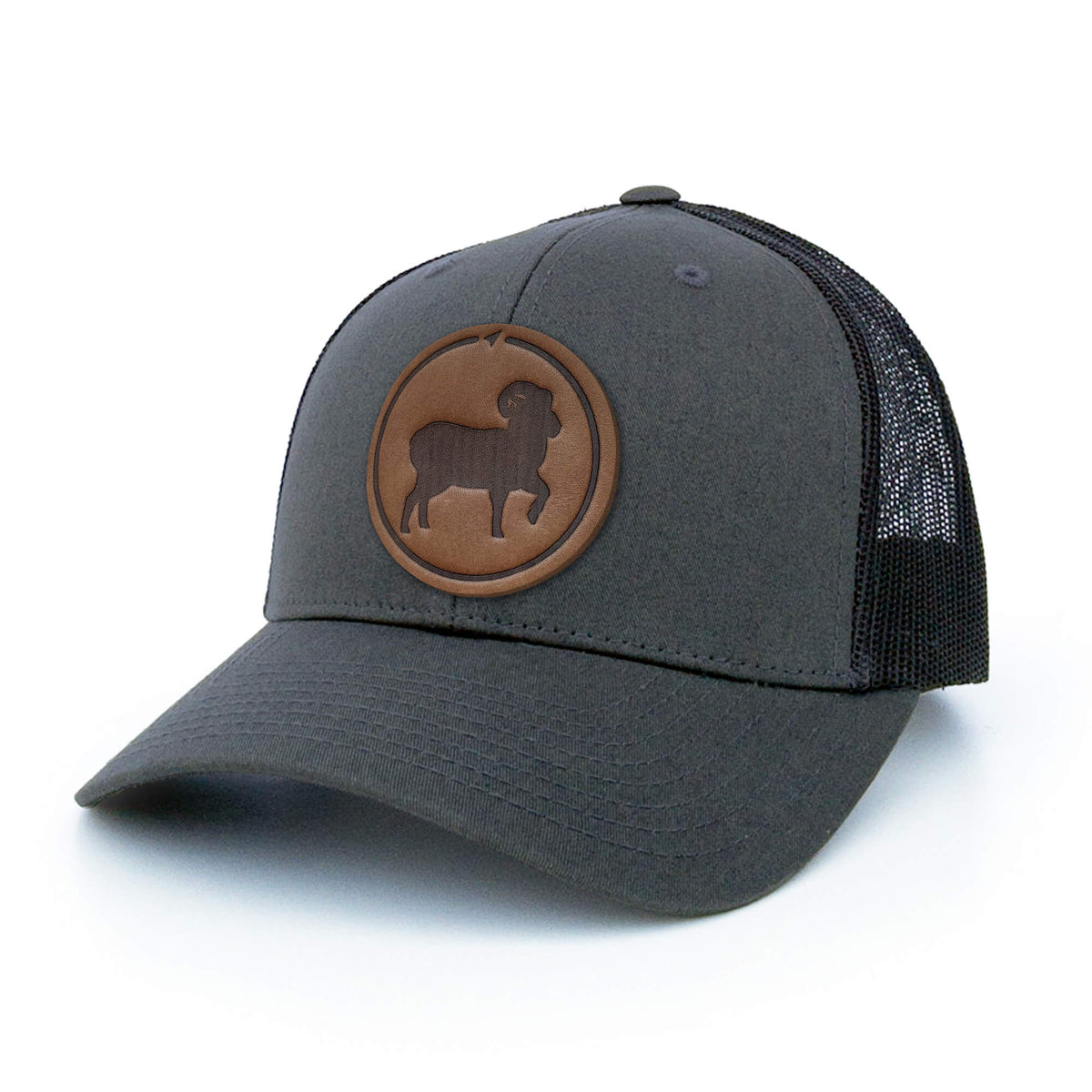 Bighorn Sheep Leather Patch Trucker Hat