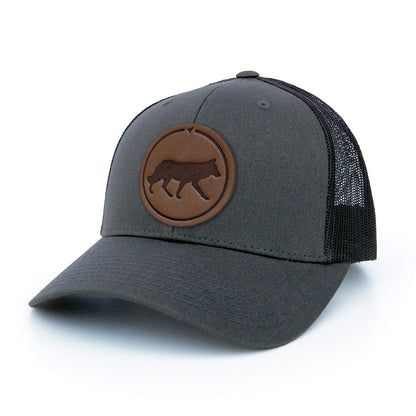 Wolf Leather Patch Trucker Hat