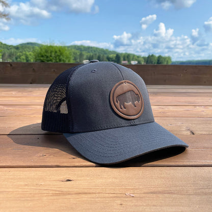 Bison Leather Patch Trucker Hat