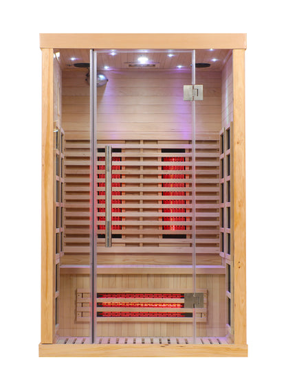 Blisspod | Venetian | Full Spectrum Indoor Premium Canadian Hemlock Low EMF Sauna | 10 Heaters | Chromotherapy & Reflexology | 2 Person
