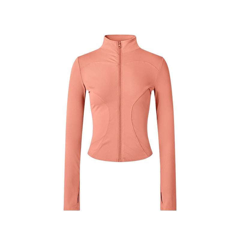 Women’s Long-Sleeve Zip-Up Workout Jacket – Tight-Fit Yoga & Fitness Top