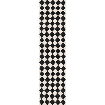 Trestres karierter Teppich Schwarz & Elfenbein