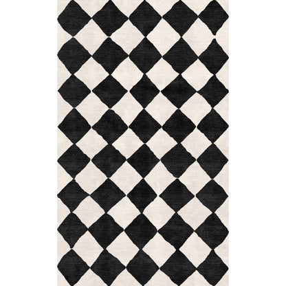 Trestres karierter Teppich Schwarz & Elfenbein