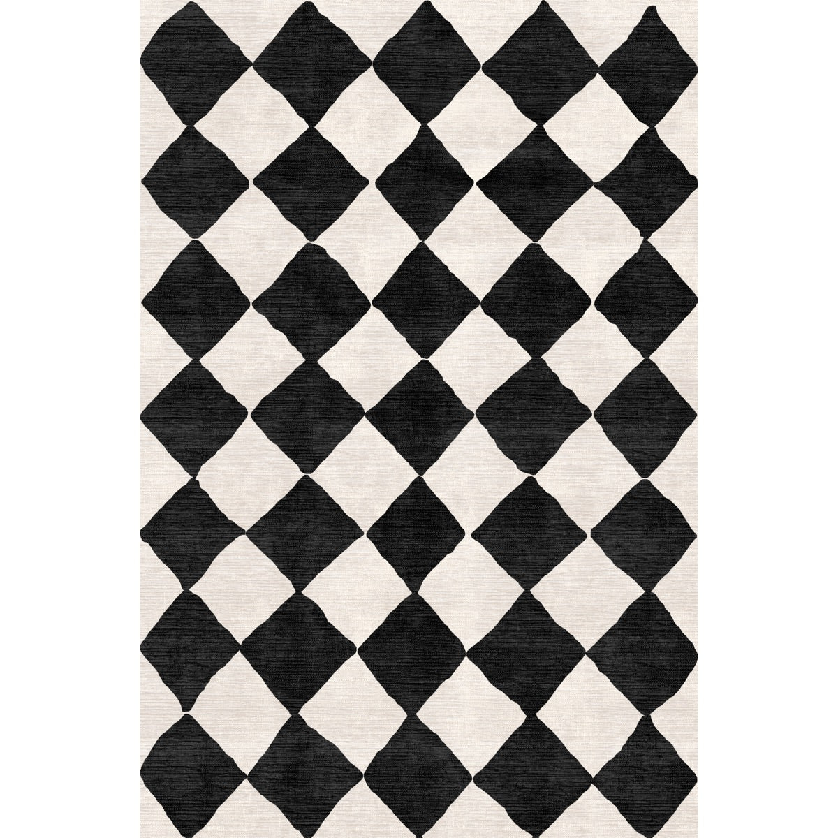 Trestres karierter Teppich Schwarz & Elfenbein