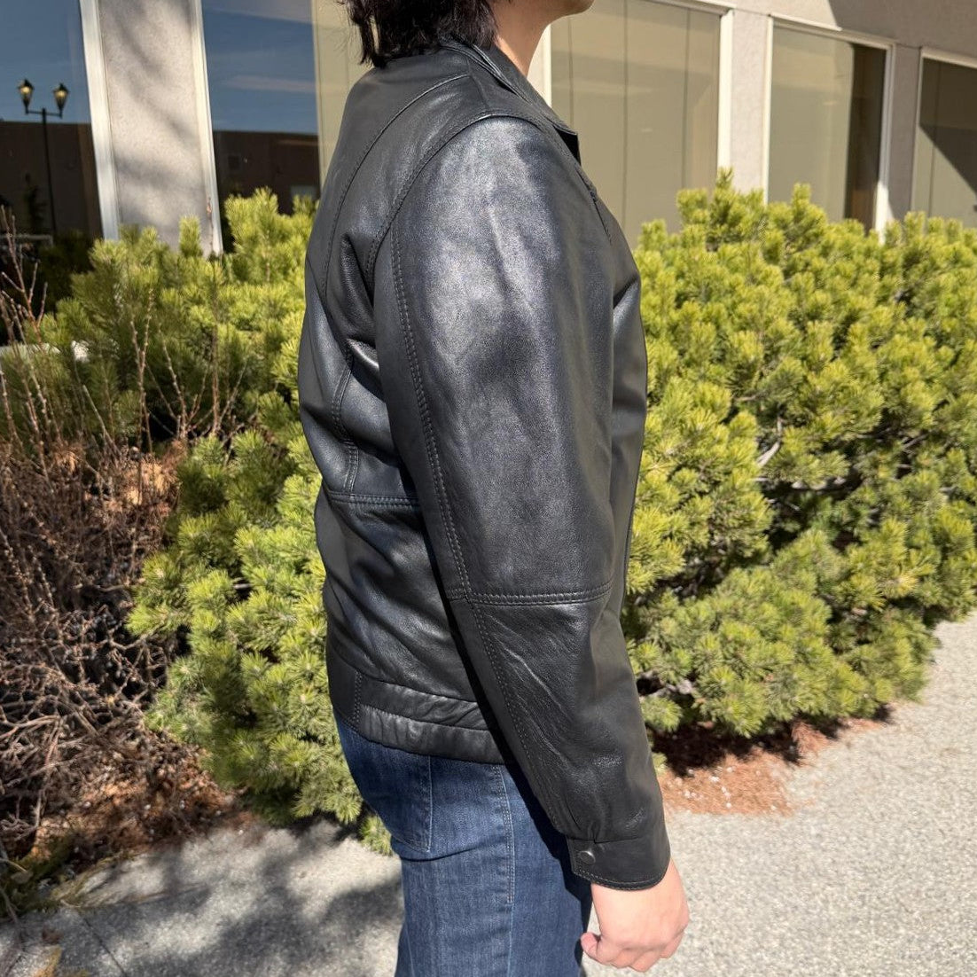 BOL Men's Double Collar Leather Bomber Jacket
