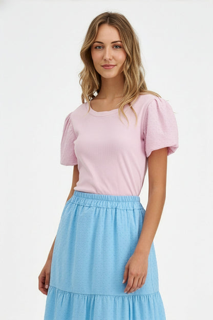 Women's Knit/Woven Combo Top