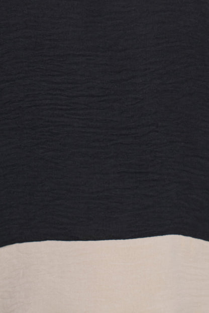 Women's Woven Color-Blocked Top, with a Wide Crew-Neckline &  3/4th Length Sleeves