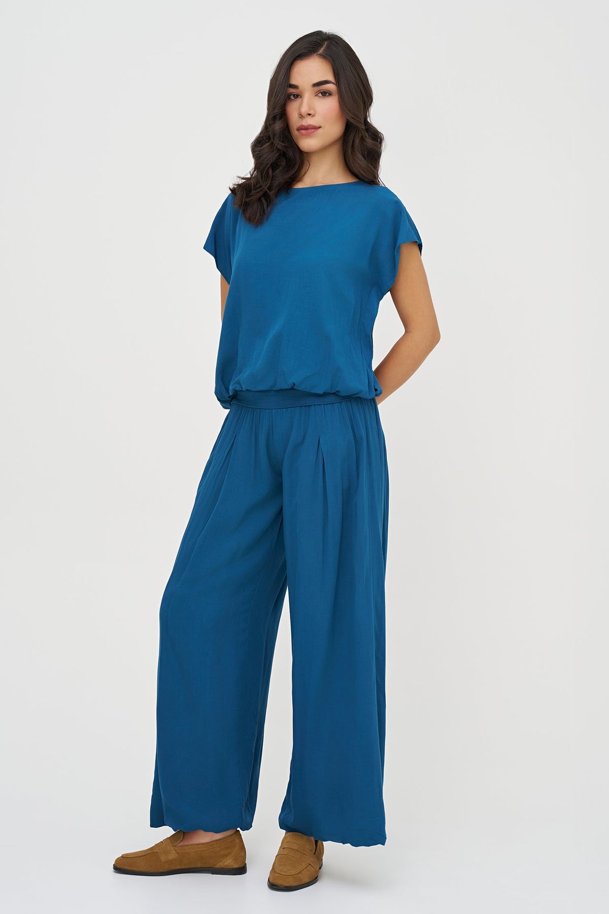 Women's Woven Boat-Neck Top