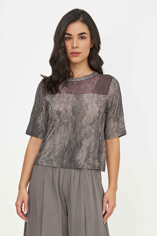 Women's Knit/Woven Combo Top