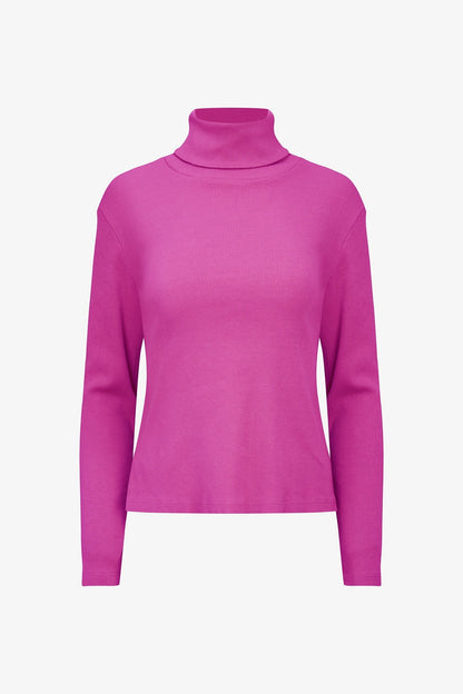 Women's Classic Rib-Knit Turtleneck Top with Long Sleeves