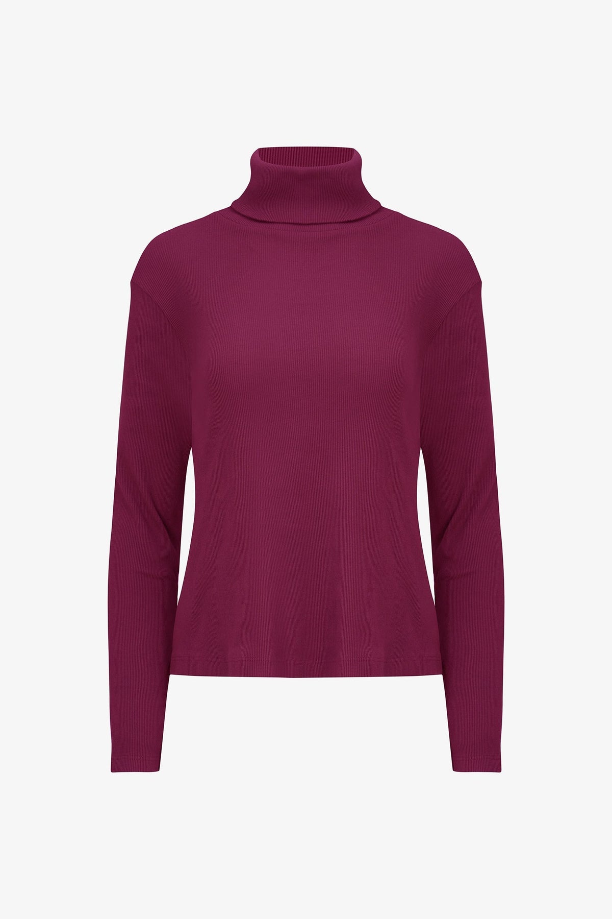 Women's Classic Rib-Knit Turtleneck Top with Long Sleeves