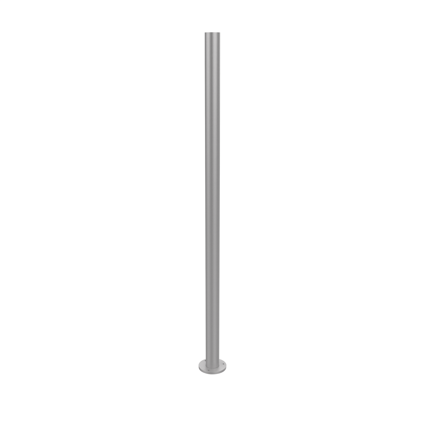 Poteau d'aluminium rond de 3'' à semelle soudée avec goujons d'ancrage