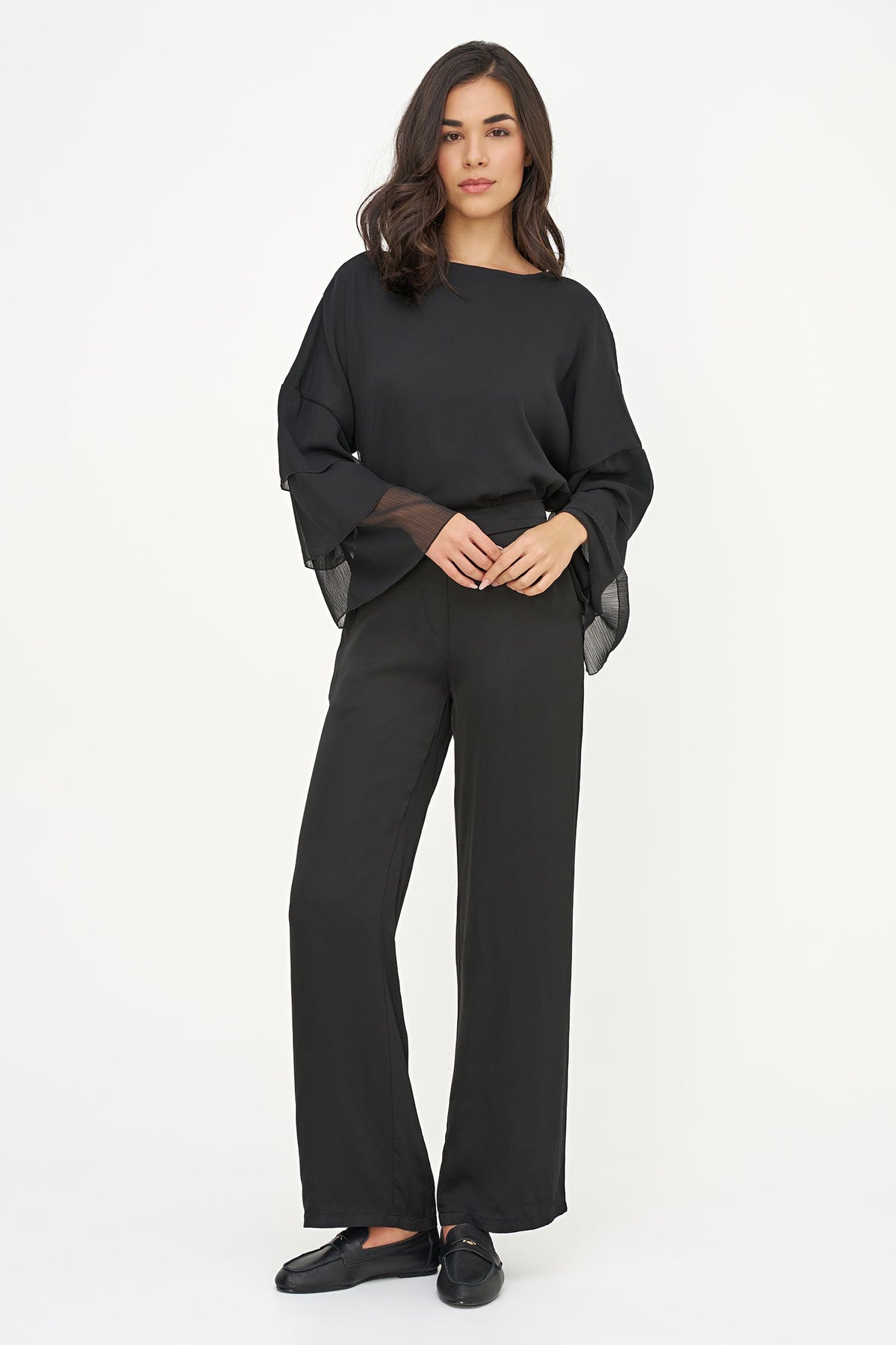 Women's Woven Pull-On Bootcut Pants with Side Pockets