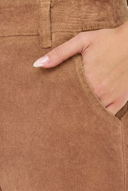 Women's Corduroy Zip-Up Bootcut Pants with Side Pockets
