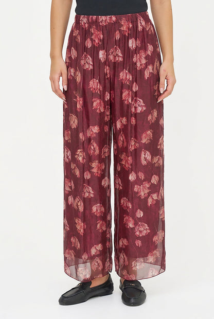 Women's Printed Woven Pull-On Wide-Leg Pants