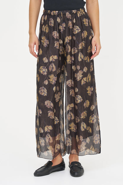 Women's Printed Woven Pull-On Wide-Leg Pants