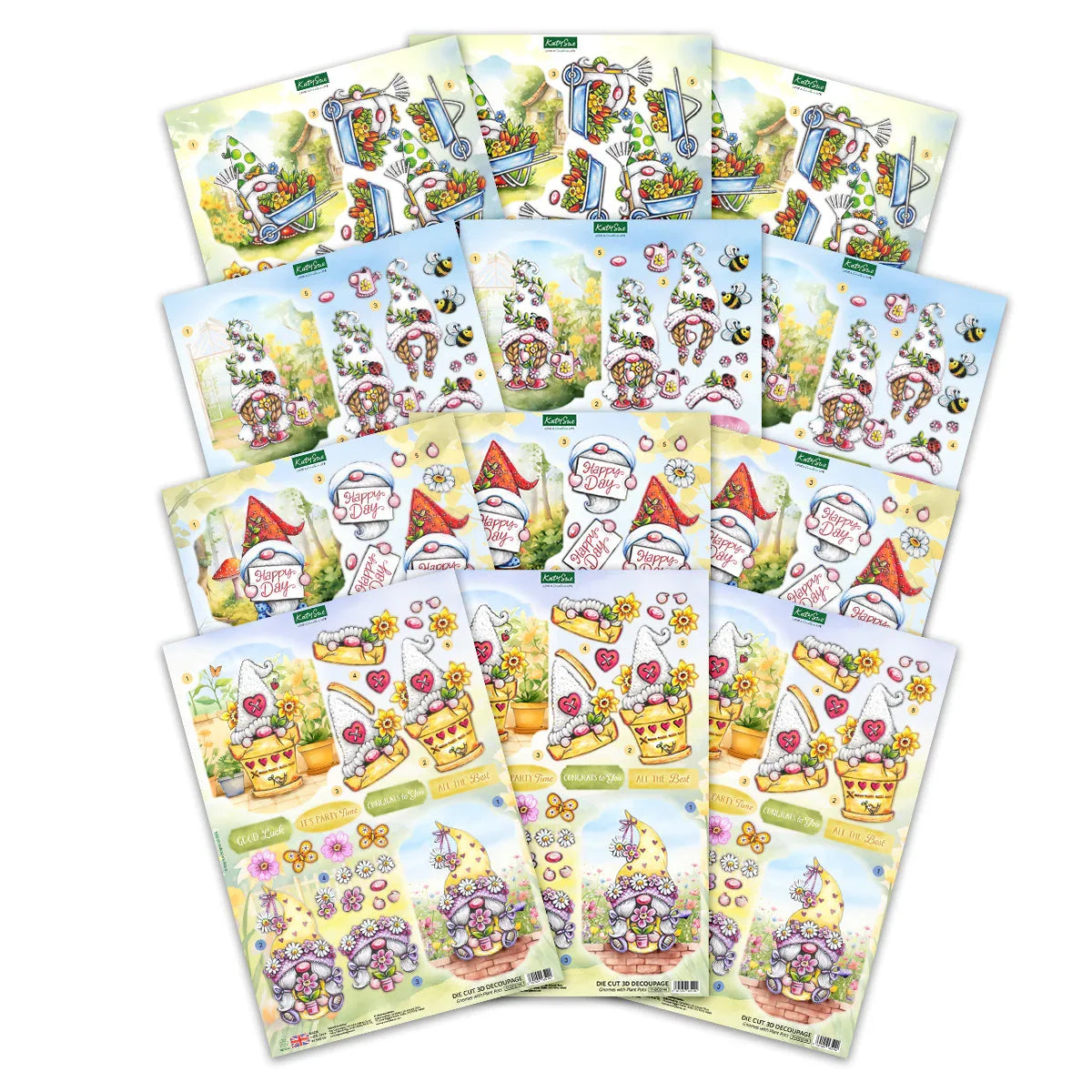 Die Cut Decoupage – Garden Gnomes (Pack of 12)