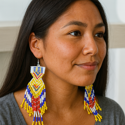 Yellow Purple Sunset Path Beaded Earrings