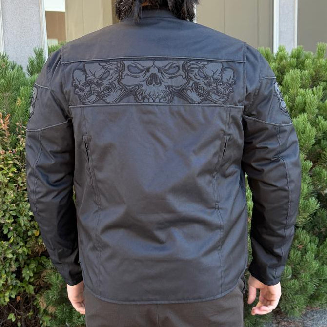 Open Road Men's Reflective Skull Cordura Motorcycle Jacket
