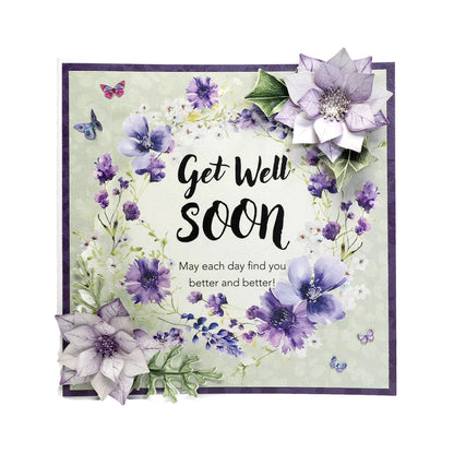 Dusky Violet Blooms, Die Cut Flowers & Leaves, 12 sheets