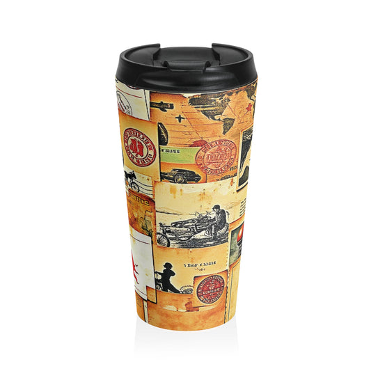 Vintage Travel Collage Stainless Steel Travel Mug - AURABAGS SHOP