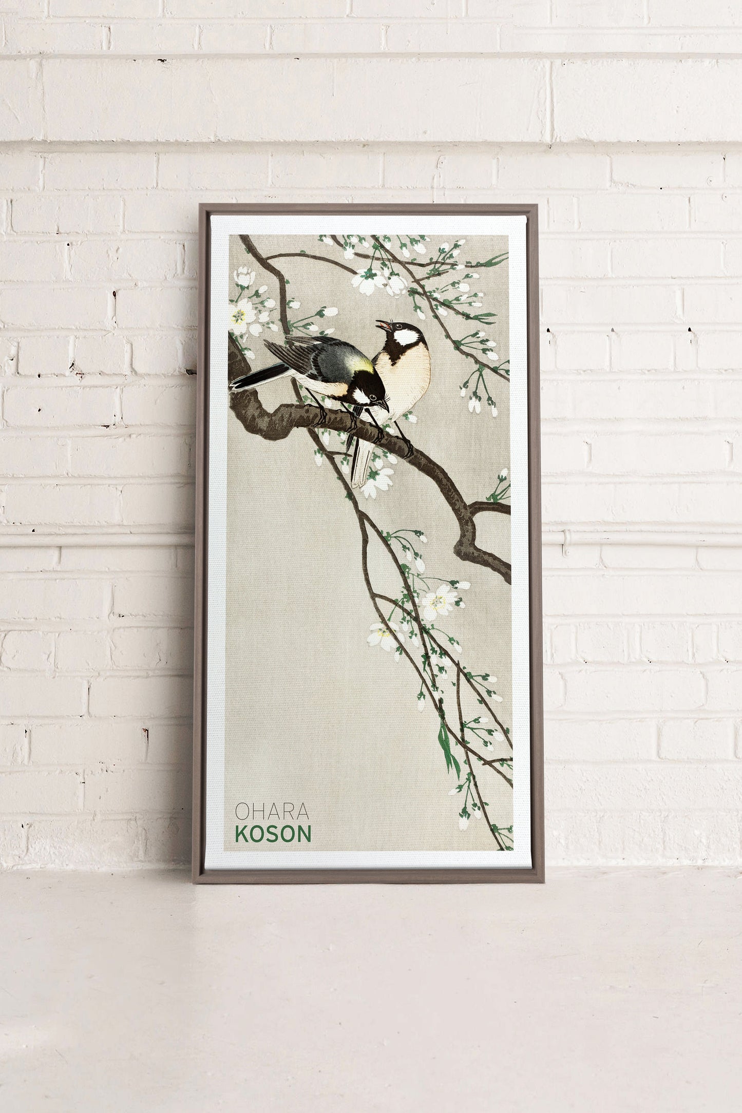 PARIDÉS SUR BRANCHE DE CERISIERS, Oeuvre sur toile étirée