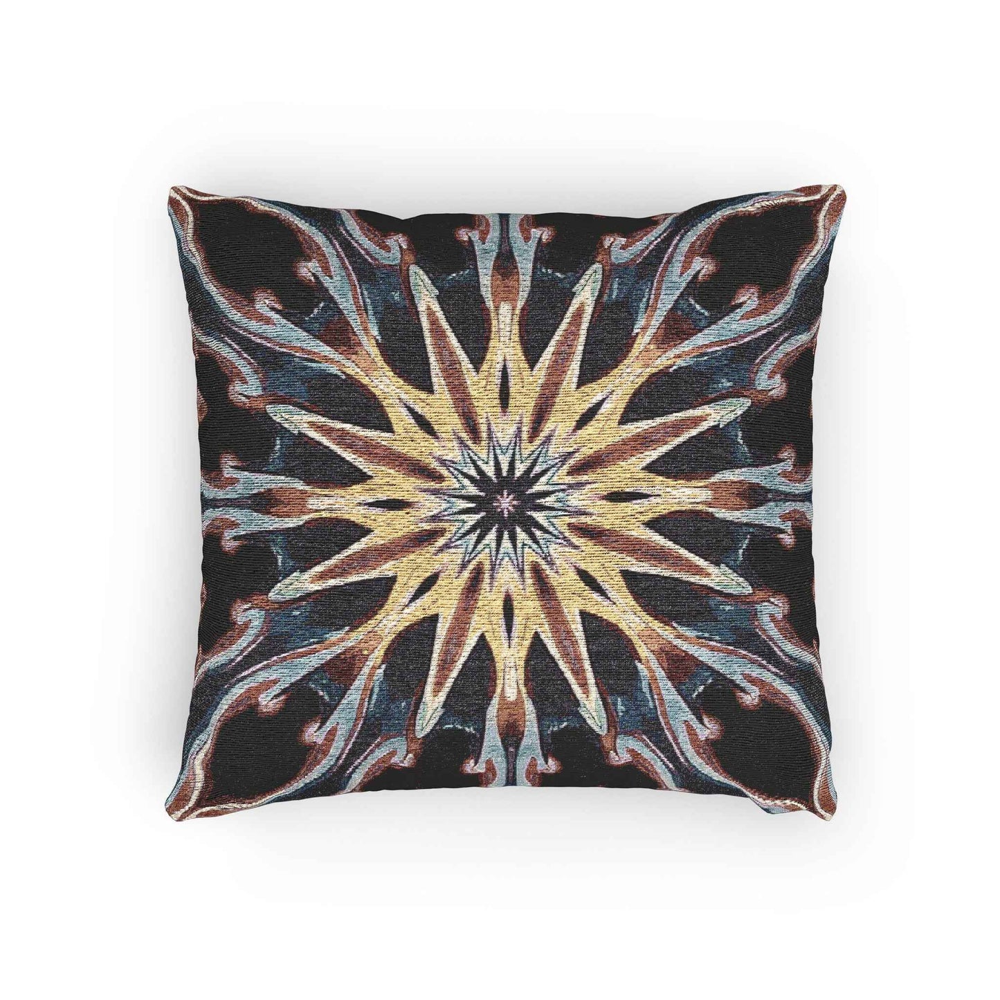 Starburst Mandala Woven Pillow | Geometric Boho Throw Cushion