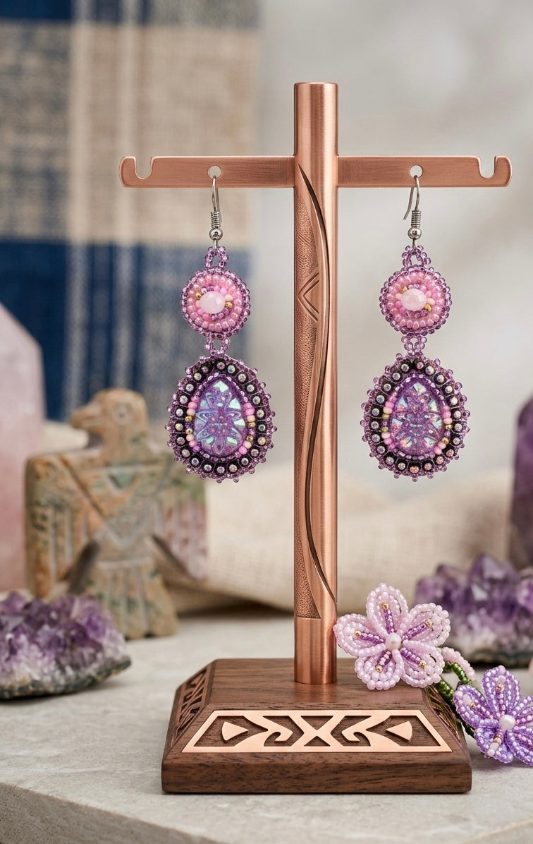 Drop Beaded Earrings pink collection