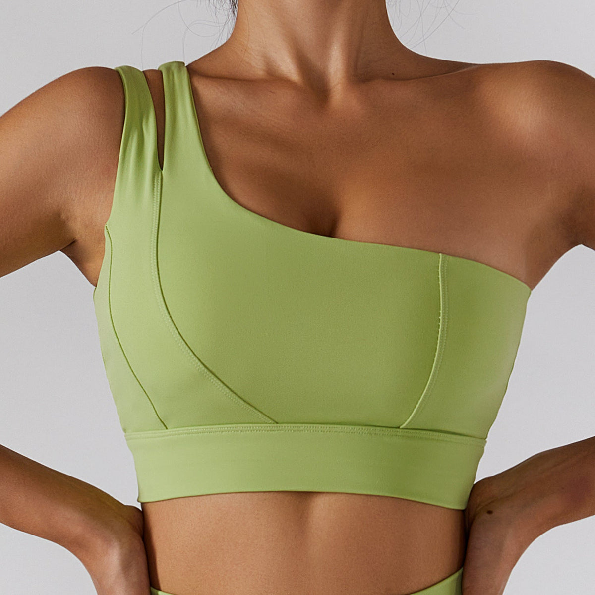 Women’s Ribbed One-Shoulder Yoga Set – Backless Sports Bra & Yoga Pants