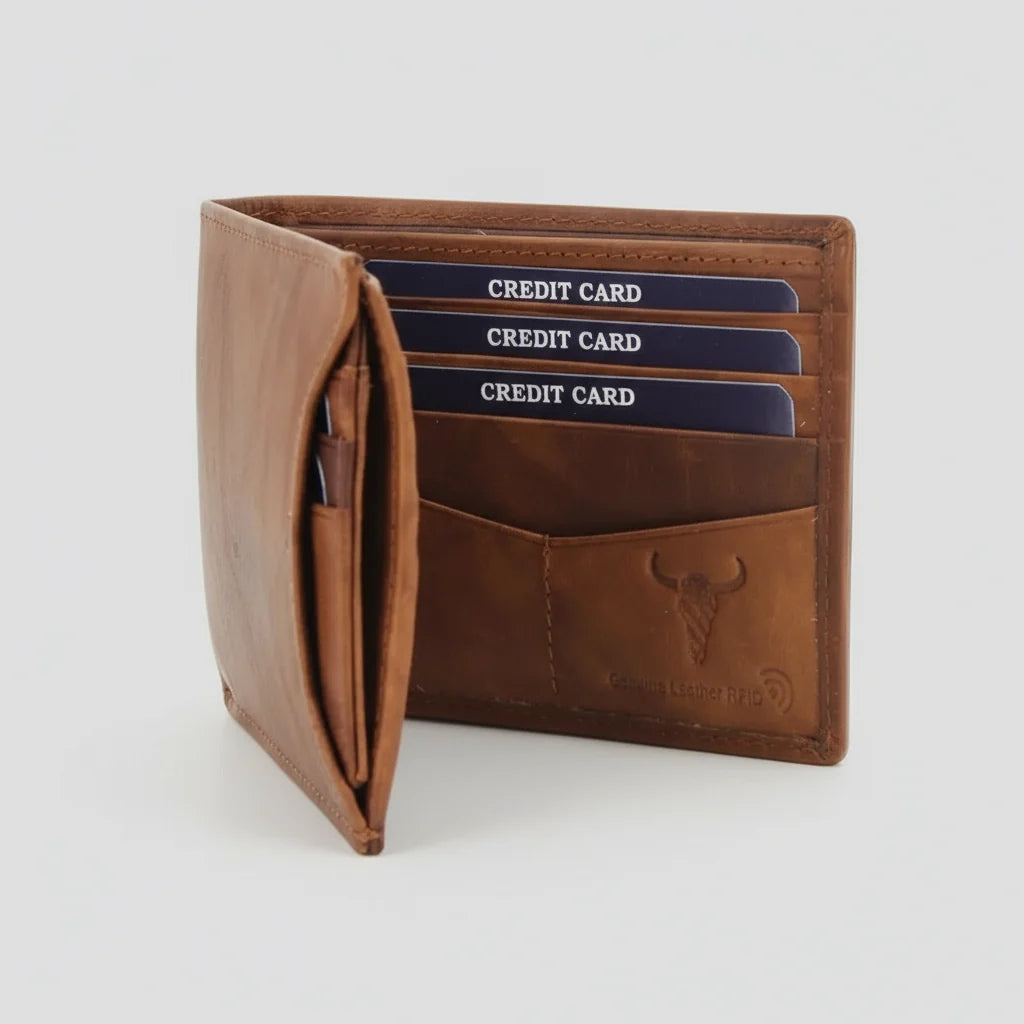 Men's RFID Bifold Wallet with Removable Card Sleeve
