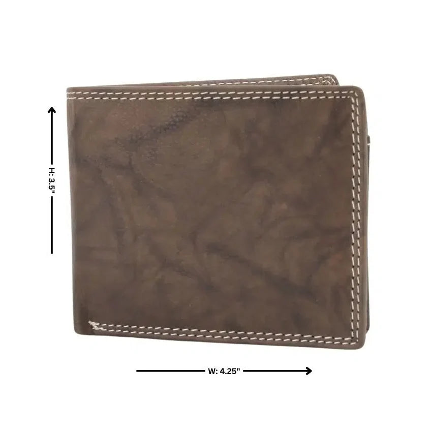 Men's Oil Pull Up Top Flap Bifold Wallet