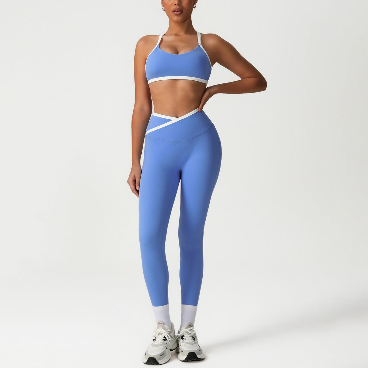 Peach Hip High Waist Tight Yoga Pants Suit – Sculpting Yoga Activewear Set