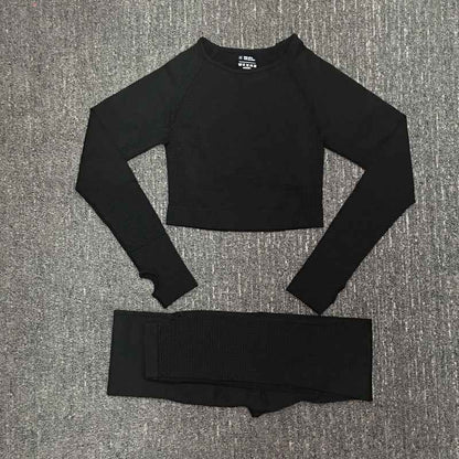 Women's Quick-Drying Nylon Moisture-Wicking Fitness Suit – Long Sleeve Activewear Set