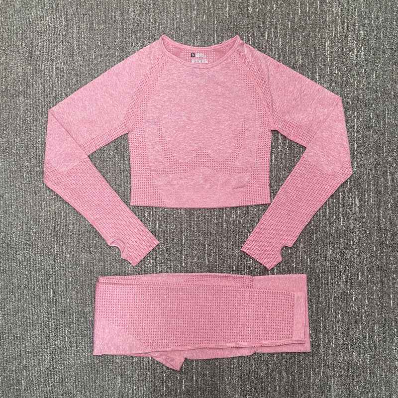 Women's Quick-Drying Nylon Moisture-Wicking Fitness Suit – Long Sleeve Activewear Set