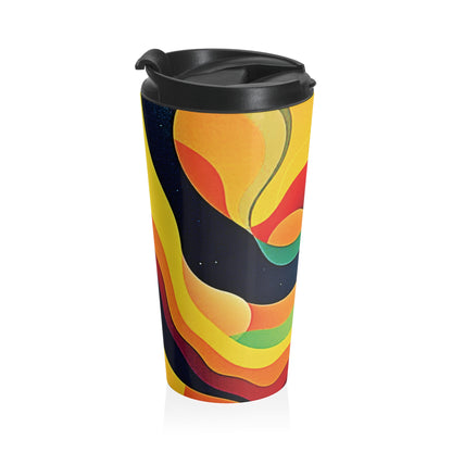 Retro Abstract Stainless Steel Travel Mug — Colorful Psychedelic Wave Design - AURABAGS SHOP