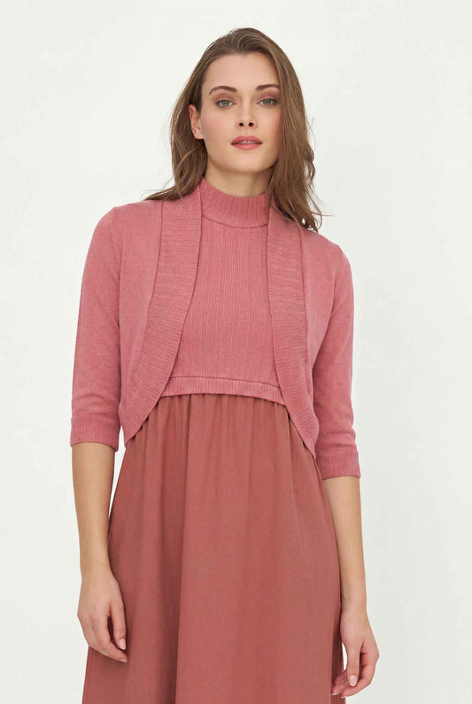 Women's Knit/Woven Combo Cardigan
