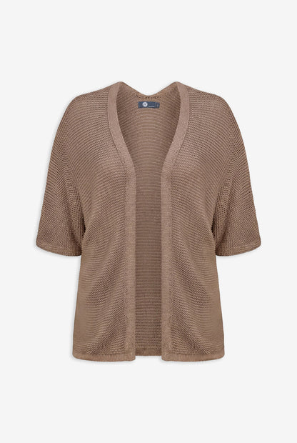 Women's Knit Open Cardigan with Elbow-Length Sleeves