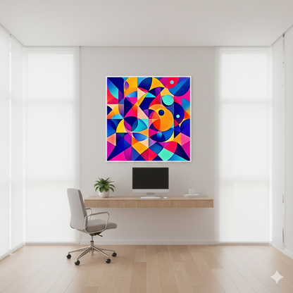 Bold Geometric Symphony Abstract Digital Art – Modern Colorful Wall Decor - AURABAGS SHOP