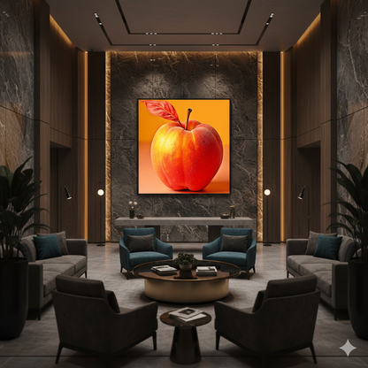 Surreal Red Peach Apple Hybrid - High-Res 8192px Square Digital Art - AURABAGS SHOP