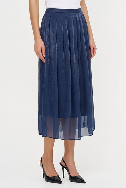Women's Woven Pull-On A-Line Skirt with Front Pleat Details