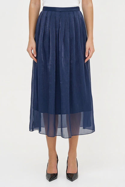 Women's Woven Pull-On A-Line Skirt with Front Pleat Details