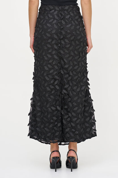 Women's Mesh Pull-On Floor-Length Tulip Skirt with Feather Details