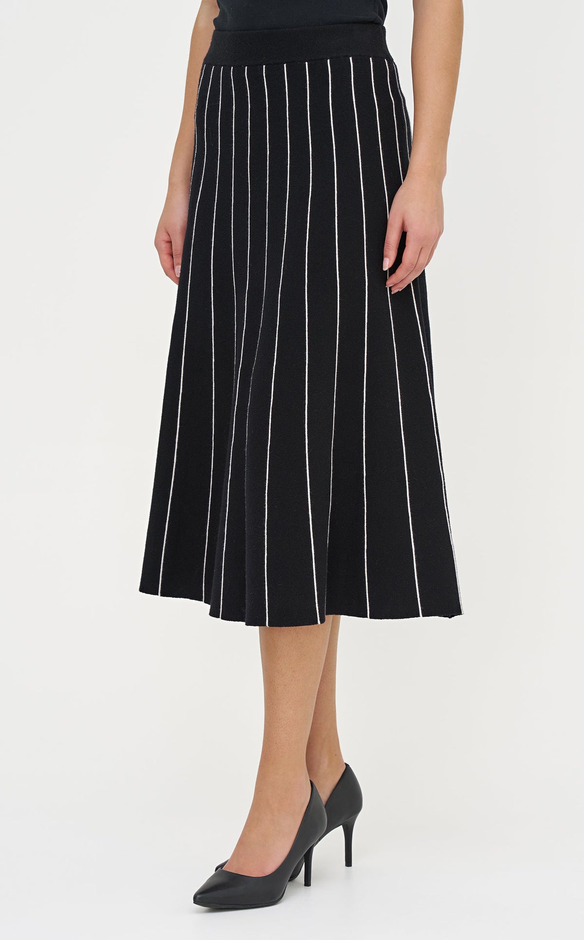 Women's Knit Color-Block Pull-On A-Line Skirt with Piping