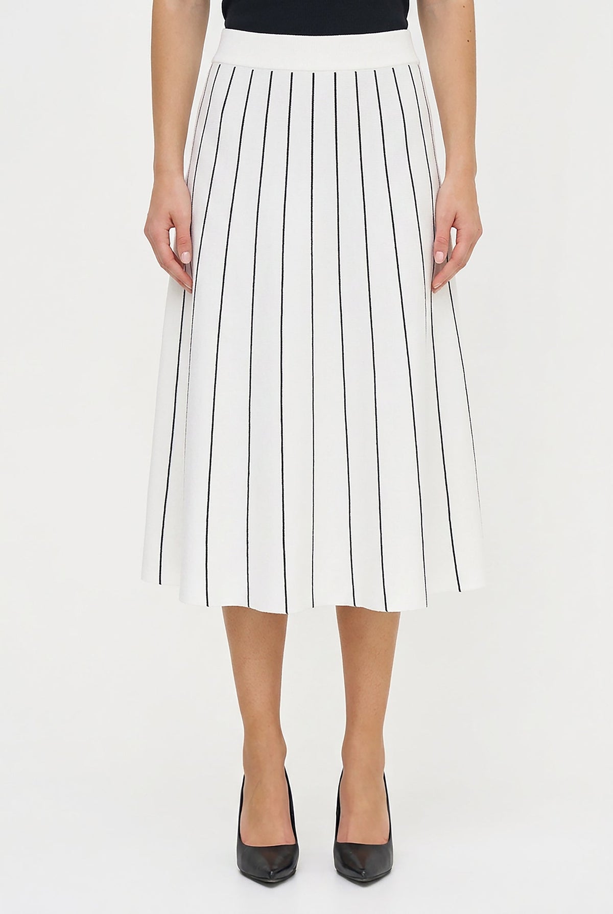 Women's Knit Color-Block Pull-On A-Line Skirt with Piping