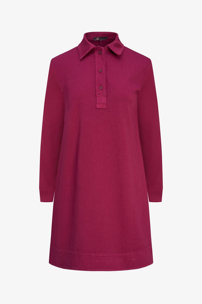 Women's A-Line Dress, Long Sleeves, Partial Button Placket & Pockets